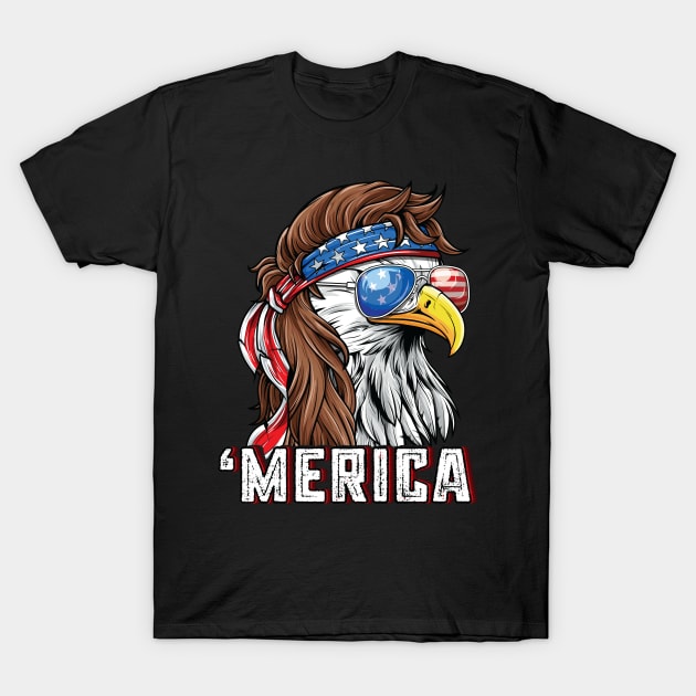 Merica USA American Flag Patriotic 4th of July Bald Eagle T-Shirt by Pennelli Studio